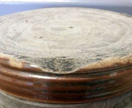 Pots en grès vintage avec couvercle, marron lot de 2