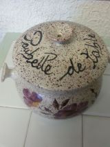 Poubelle de table grès émaillé décorée