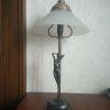 Lampe verre et étain
