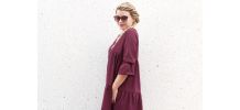 Robe bordeaux fluide à petit pois