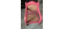 Chaise enfant vintage en bois, repeinte, assise et dosseret 