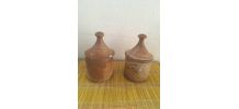 Paire de pots en grès.