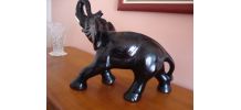 ELEPHANT CERAMIQUE NOIR ANNEES 70