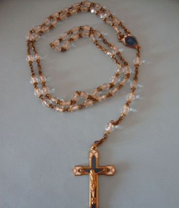 CHAPELET ANCIEN PERLES VERRE A FACETTES