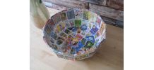 Creation  Sur un ancien saladier en  verre