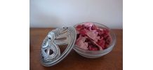 BONBONNIERE OU BOITE A POT POURRI VERRE ET ETAIN