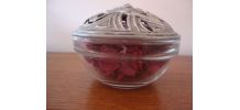 BONBONNIERE OU BOITE A POT POURRI VERRE ET ETAIN