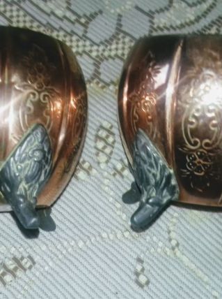 2 petits pots anciens en cuivre rouge