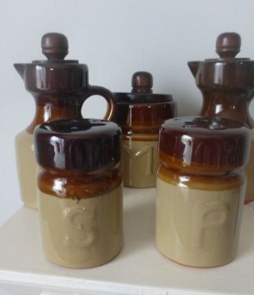 Service à condiments en grès vintage