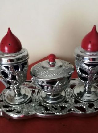 Ensemble 4 pièces verre et metal