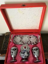 Ensemble 4 pièces verre et metal
