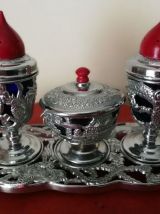 Ensemble 4 pièces verre et metal