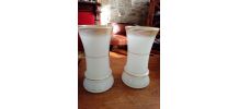 Rare paire de vases opaline savonneuse  ancienne XIX ème
