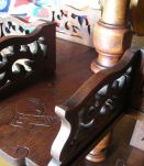 guéridon table à tabac noyer marbre rouge