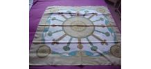 FOULARD VINTAGE COULEUR TAUPE ET VERT