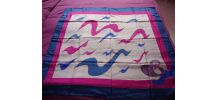 FOULARD VINTAGE EN SOIE PEINT A LA MAIN