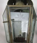 paire de lanternes de cocher fiacre verre gravé