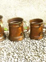 4 pichets  metal cuivré, vintage