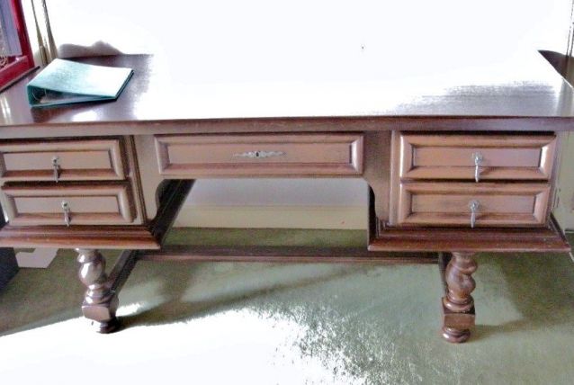 Bureau ancien à tiroir acajou massif 178 x 78 cm