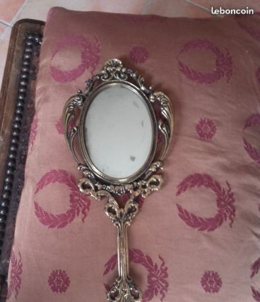 Miroir a main en bronze doré