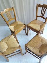 SERIE DE 4 CHAISES ANCIENNES PAILLEES