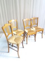 SERIE DE 4 CHAISES ANCIENNES PAILLEES