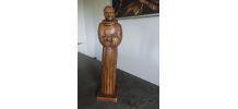 Statue de moine sculpté en bois d'olivier 