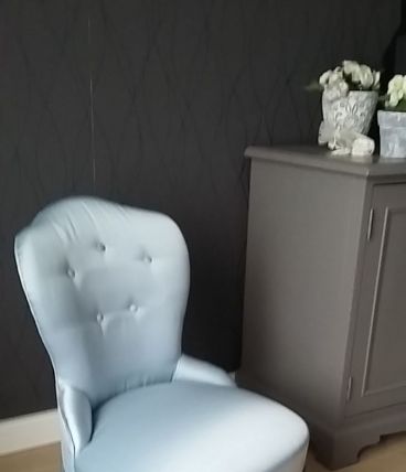 Fauteuil crapaud à pampilles Bleu 50's