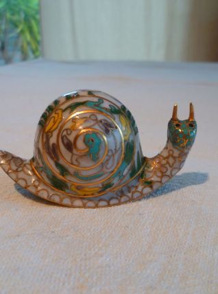 Adorable petit escargot laiton émaillé cloisonné