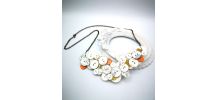 Collier plastron boutons nacres orange