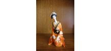  ANCIENNE FIGURINE JAPONAISE  EN CERAMIQUE PEINTE
