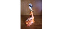  ANCIENNE FIGURINE JAPONAISE  EN CERAMIQUE PEINTE