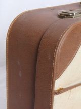 Valise en tissu et cuir