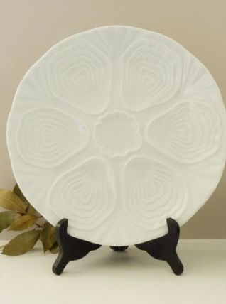 6 assiettes à huîtres blanche en porcelaine de Limoges 