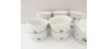 Lot de 10 raviers et une cocotte en céramique 