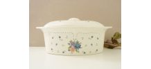 Cocotte, térrine en céramique à motifs floraux
