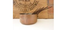 Lot de 5 casseroles française en cuivre massif étamé 