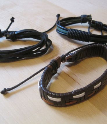  3 Bracelets multicouche fait main Bracelet jonc Simili Cuir