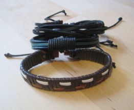  3 Bracelets multicouche fait main Bracelet jonc Simili Cuir