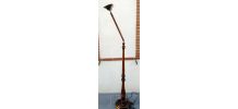 Lampe halogène articulée vintage bois et laiton 