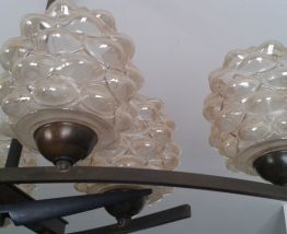 Lustre métal noir et verre.