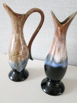 2 vases en grès flammes grand feu 