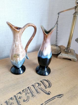 2 vases en grès flammes grand feu 
