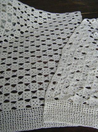 Deux pièces rideaux crochet fait main Vintage 60'S