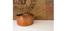 Lot de 5 casseroles française en cuivre massif étamé 