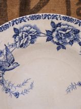 4 assiettes creuses St Amand modèle Mesanges bleu
