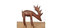 Statuette vintage Cerf en bois sculpté