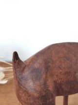 Statuette vintage Cerf en bois sculpté