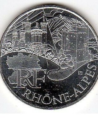 Pièce de 10 euros en argent de la région Rhône-Alpes -2011