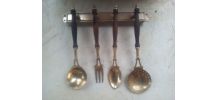 Ustensiles de cuisine en laiton vintage 